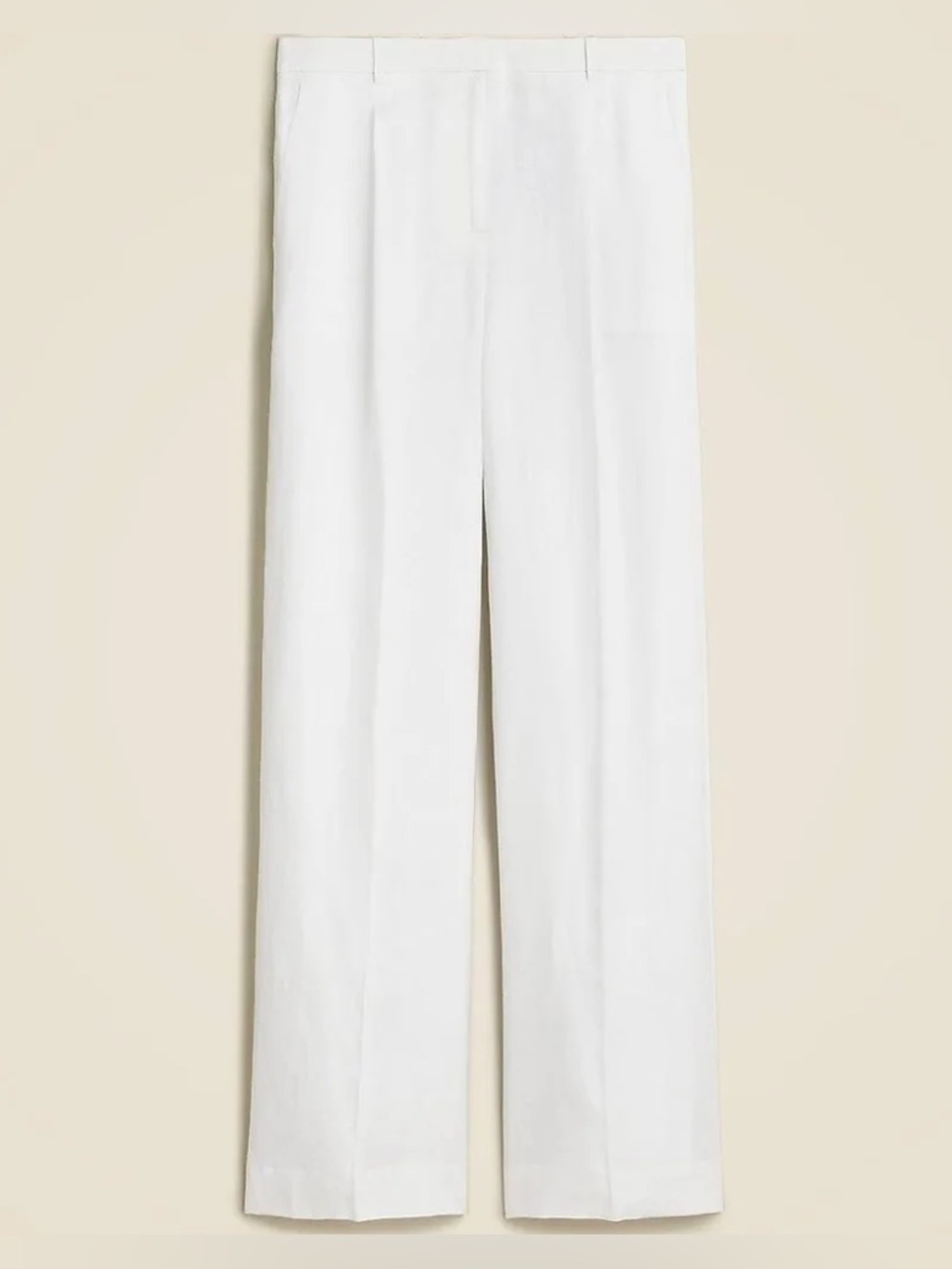 J. Crew White Linen Essential Wide-Leg Pants